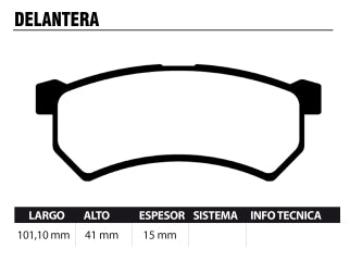 PASTILLAS DE FRENOS LIVIANOS RENAULT KWID 1.0 17/.. DELANTERA 101.40X41.30X15.75 MM_