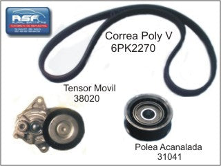 KIT ACCESORIOS TENSOR+CORREA MERCEDES SPRINTER 312/313/413 CDI/VIANO 2.2 CDI MOTOR OM611_