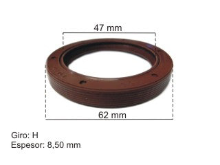 RETENES MOTOR LIVIANOS FORD RANGER / CHEVROLET S10/BLAZER / MERCEDES SPRINTER 2.5-2.8 MAXION HS ARBOL DE LEVAS 47X62X8.8MM_