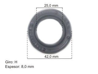 RETENES MOTOR LIVIANOS RENAULT CLIO/MEGANE/EXPRESS 2.0 8V-1.9 D RETEN ARBOL DE LEVAS 25.00X42.00X8.00 MM - GIRO H_