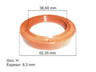 RETENES MOTOR LIVIANOS FORD KA/FIESTA/COURIER 1.0-1.3 RETEN DISTRIBUCION CIGUENAL DELANTERO 36.60X52.35X8.00 MX-R H_