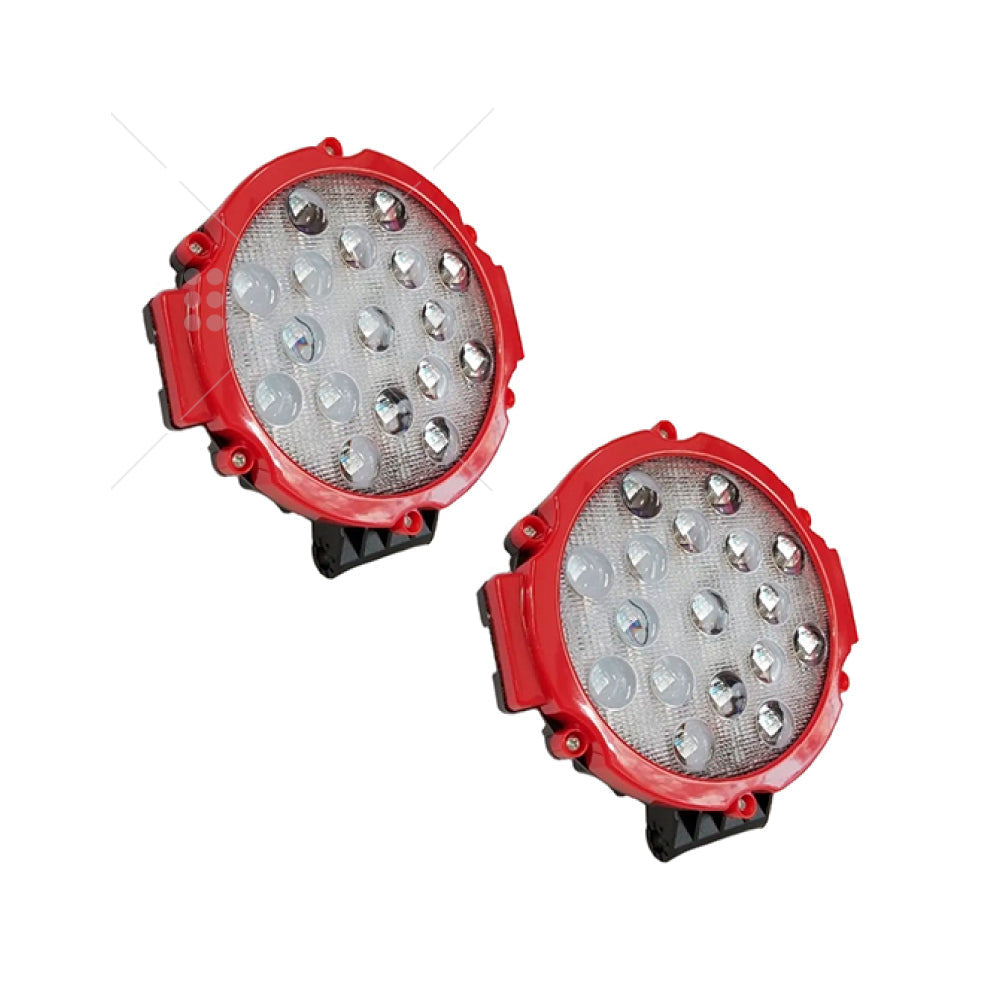 JUEGO DE FAROS LED REDONDO - 51W - 17L - SPOT - LUZ DE LARGO ALCANCE