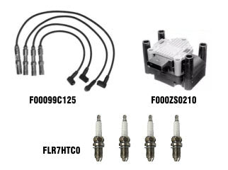 KIT CABLES + BUJIAS + BOBINAS VOLKSWAGEN GOL TREND/FOX/SURAN/VOYAGE 1.6 8V KIT BOBINA 4 PINES C/MODULO CABLES Y BUJIAS 3 ELECT_