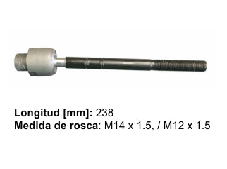 AXIALES/PRECAP CREMALLERAS RENAULT KOLEOS 09/.. / NISSAN XTRAIL 08/13 DIRECCION HIDRAULICA LARGO 233 MM ROSCA MACHO/MACHO_