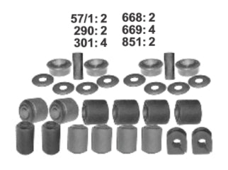 KIT BUJES SUSPENSION COMPLETO RENAULT 12 KIT BUJES TREN DELANTERO - 16 PIEZAS_