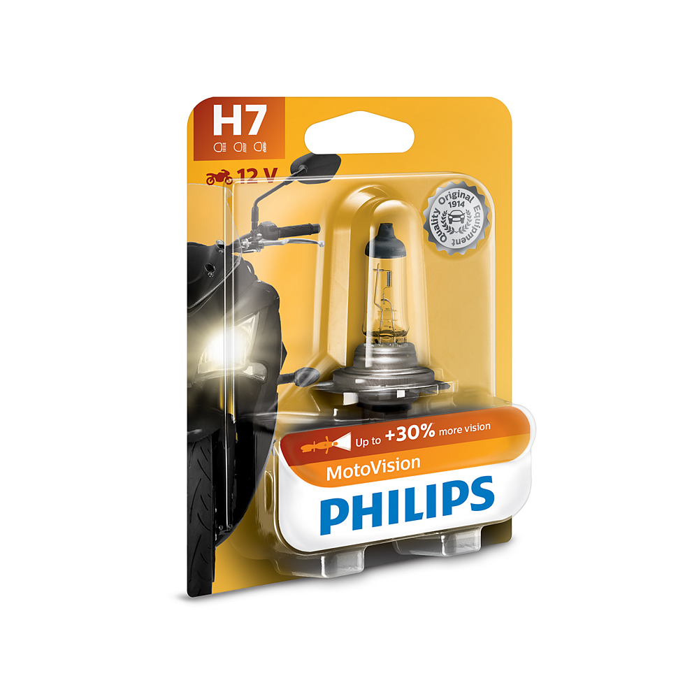 LAMPARA HALOGENA PHILIPS (MOTO) H7 (12972) 12V 55W PX26D MOTO VISION - USO UNIVERSAL