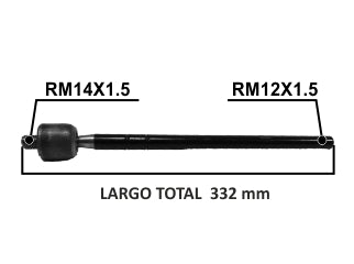AXIALES/PRECAP CREMALLERAS RENAULT KWID 18/.. LARGO 332 MM ROSCA MACHO/HEMBRA 14X1.5/12X1.5_