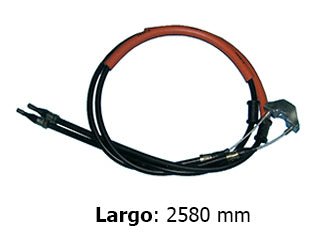 CABLES FRENO DE MANO LIVIANOS CHEVROLET MERIVA 03/.. CON ABS FRENO TRASERO A DISCO - DOS CABLES UNIDOS CON CHAPA - LARGO 2580 MM -