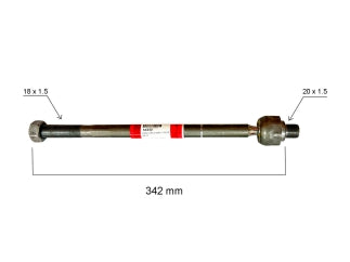 AXIALES/PRECAP CREMALLERAS IVECO DAILY 70C16 07/.. DIRECCION HIDRAULICA LARGO 342MM ROSCA MACHO/MACHO 20X1.5/18X1.5_