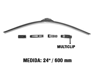 ESCOBILLAS ESCOBILLA 24 PULGADAS VISIONALL C/SPOILER AERODINAMICO EN GOMA / CONEXIONES MULTICLIP_