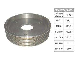 POLEA DE BOMBA DE DIRECCION RENAULT MEGANE/SCENIC/LAGUNA 2.0 29.1X99.5X24.5 MM - 6PK_