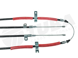 CABLES FRENO DE MANO LIVIANOS VOLKSWAGEN SAVEIRO/POINTER 1.6-1.8-2.0 98/.. FRENO A CAMPANA - ENTRE RUEDAS - LARGO 3180 MM _