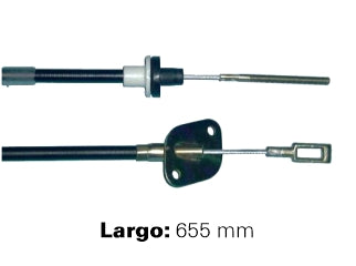 CABLES DE EMBRAGUE LIVIANOS FIAT REGATTA 85 82/.. CABLE MEDIANO - CON HORQUILLA FORJADA Y PIEZA DE CHAPA - LARGO 655 MM - FREMEC