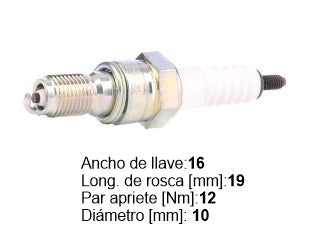 BUJIAS DE ENCENDIDO MOTOS CR8EH-9 // HONDA CBX 250 TWISTER/XR 250 TORNADO - PACK X10