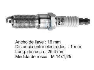 BUJIAS DE ENCENDIDO FORD COURIER/ECOSPORT/FIESTA/FOCUS/KA ZETEC ROCAM 1.0/1.6 8V - PACK X10