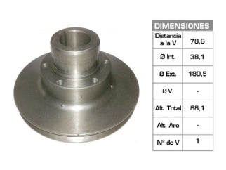 POLEAS DE CIGUE¥AL MASSEY FERGUSON 38.1X180.5X88.1 MM - 1V_