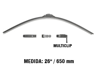 ESCOBILLAS ESCOBILLA 26 PULGADAS VISIONALL C/SPOILER AERODINAMICO EN GOMA / CONEXIONES MULTICLIP_