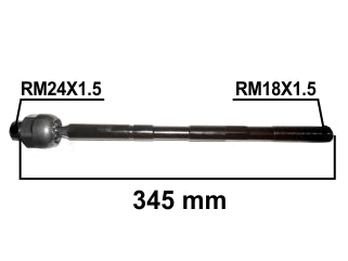 AXIALES/PRECAP CREMALLERAS DODGE RAM 1500 93/97/RAM 2500 4X2 04/11 DIR. HIDRAULICA LARGO 348MM ROSCA MACHO/MACHO 24X1.5/18X1.5_