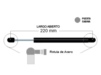 AMORTIGUADORES A GAS AGRICOLA AGRINAR TRACTOR CABINA LARGO 232MM - CARRERA 63MM - 200N_