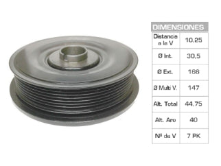 POLEAS DE CIGUE¥AL RENAULT LAGUNA 1.9 TD F9Q/MASTER II 2.5 DCI G9U 30.5X166X44.75 MM - 7PK_