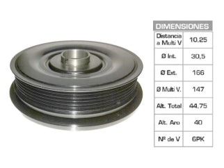 POLEAS DE CIGUE¥AL RENAULT LAGUNA 1.8 16V F4P-2.0 16V F4R 30.5X166X44.75 MM - 6PK_