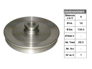 POLEA DE BOMBA DE DIRECCION CHEVROLET SILVERADO 19X134.5 MM - 1V_