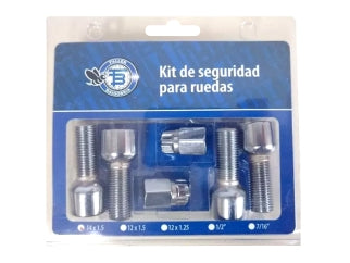 KIT BULONES Y TUERCAS DE SEGURIDAD VOLKSWAGEN BORA/VENDO/FOX/SURAN ../2014 - CABEZA HUECA - M14X33 H17 DISENO ALEM_