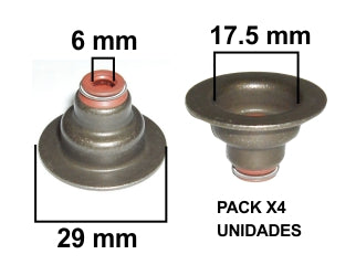 RETENES GUIA DE VALVULAS PEUGEOT 306/406 / CITROEN XSARA/XANTIA/ZX 1.8 16V 112 HP 6.00X29.00X17.50 MM_