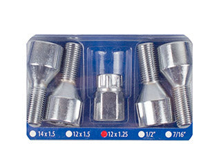KIT BULONES Y TUERCAS DE SEGURIDAD PEUGEOT 206/207/208/PARTNER / CITROEN C3/BERLINGO BULON CABEZA HUECA 12X25 P 1.25 - HEX 17_