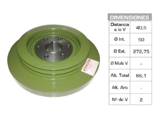 POLEAS DE CIGUE¥AL MERCEDES BENZ 1517 50X272.75X66.1 MM - 2V_
