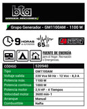 GRUPO GENERADOR GM1100AM  2.9HP 4T