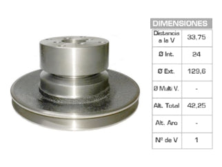 POLEAS DE CIGUE¥AL RENAULT 12 1.4-1.6 SIN AA 24X129.6X42.25 MM - 1V_