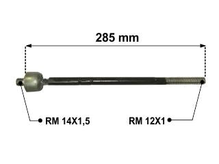 AXIALES/PRECAP CREMALLERAS FORD ESCORT 88/95/ORION 93/97 DIRECCION HIDRAULICA TRW LARGO 292 MM ROSCA MACHO/MACHO 14X1.5-1/2X20_
