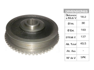 POLEAS DE CIGUE¥AL FIAT PALIO/SIENA/TIPO 1.6 SPI 97/00 SIN AA 30X160X40.5 MM - 5PK_