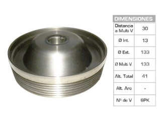 POLEAS DE CIGUE¥AL RENAULT CLIO II/KANGOO/LOGAN/SANDERO 1.6 8V K7M 13X133X41 MM - 6PK_