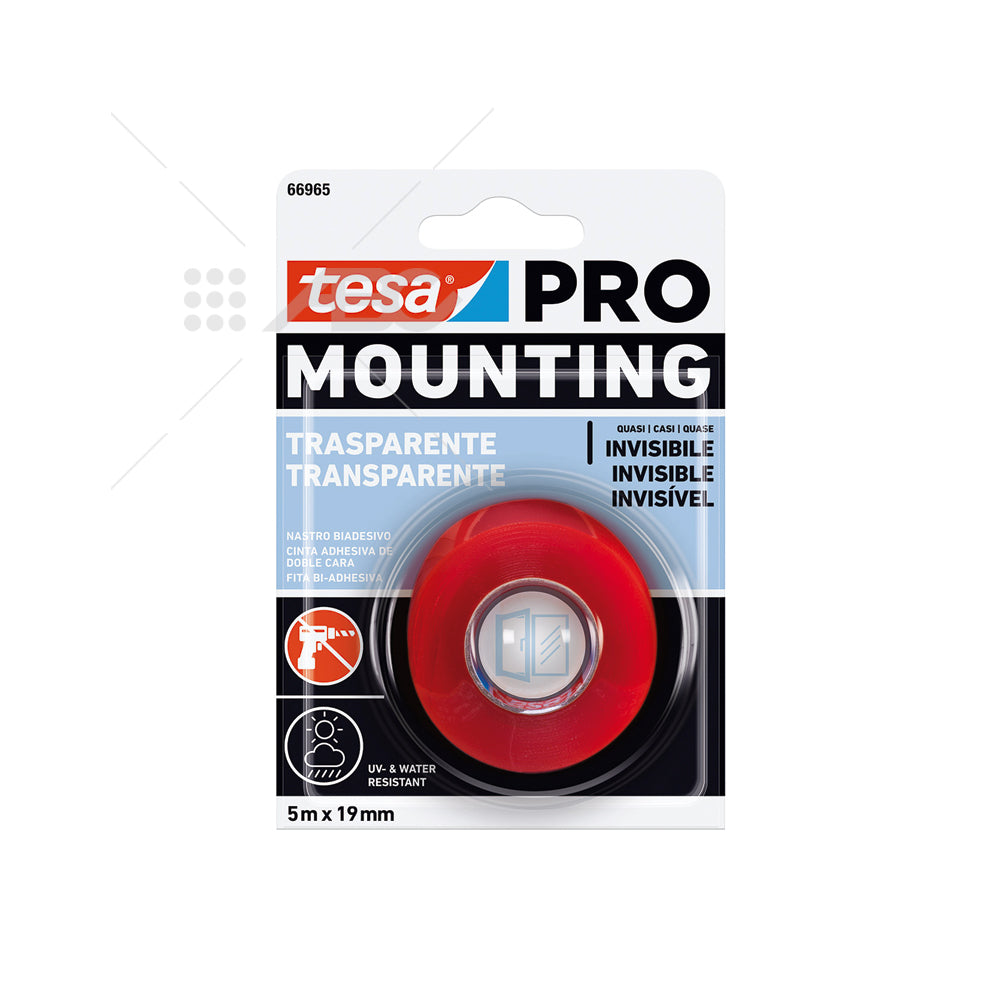 5X19 MOUNTING PRO TRANSPARENTE, FIJE OBJETOS PLANOS TANTO EN ESPACIOS INTERIORES COMO TESA 66965-00004-01