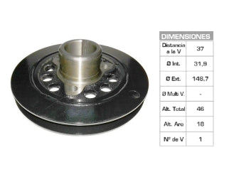 POLEAS DE CIGUE¥AL FORD FALCON/F100 6 CILINDROS 188-221 31.9X148.7X46 MM - 1V_