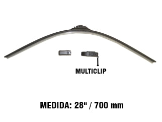 ESCOBILLAS ESCOBILLA 28 PULGADAS VISIONALL C/SPOILER AERODINAMICO EN GOMA / CONEXIONES MULTICLIP_