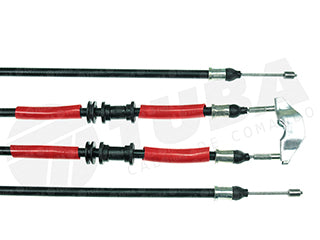 CABLES FRENO DE MANO LIVIANOS CHEVROLET ASTRA 99/.. FRENO TRASERO A DISCO DOS CABLES UNIDOS CON CHAPA - LARGO 2640 MM_