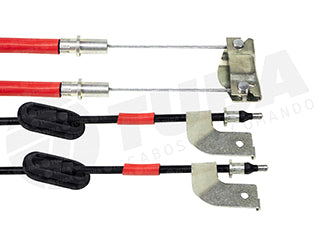 CABLES FRENO DE MANO LIVIANOS CHEVROLET COBALT 12/.. FRENO TRASERO A CAMPANA DOS CABLES UNIDOS CON CHAPA - LARGO 3030 MM_