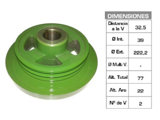 POLEAS DE CIGUE¥AL JOHN DEERE JD 24/34/4420-35/4530 39X222.2X77 MM - 2V_