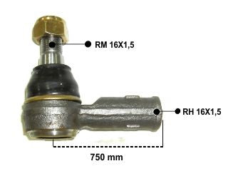 EXTREMOS DE DIRECCION LIVIANOS MERCEDES BENZ SPRINTER  EXTREMO ROSCA HEMBRA LARGO 80 MM ROSCA HEMBRA 16X1.5_