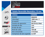 Taladro Neumático 10mm 1800rpm BTA AIR