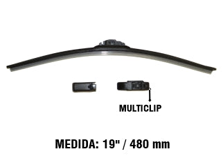 ESCOBILLAS ESCOBILLA 19 PULGADAS VISIONALL C/SPOILER AERODINAMICO EN GOMA / CONEXIONES MULTICLIP_