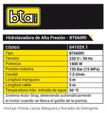 HIDROLAVADORA VERTICAL BT660RI-150bar-7.5l/m