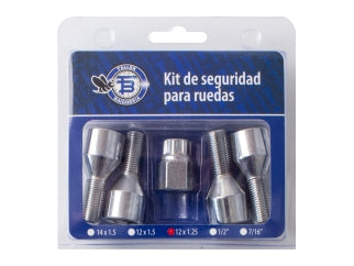 KIT BULONES Y TUERCAS DE SEGURIDAD FIAT ARGO/CRONOS/UNO/DUNA/PALIO/SIENA / PEUGEOT - TIPO 2 - LLAVE DE 19 - LLANTA DE CHAPA Y ALEACION_