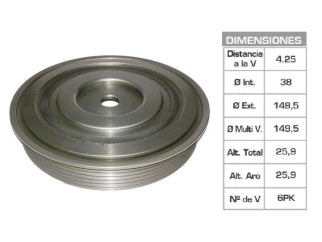 POLEAS DE CIGUE¥AL PEUGEOT 307/407 / CITROEN C4/C5/C8 2.0 HDI DW10TED4 153X25 MM - 6PK_