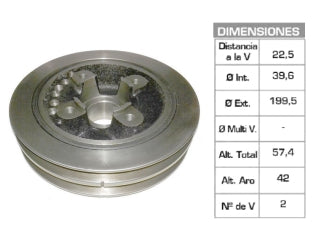 POLEAS DE CIGUE¥AL TOYOTA HILUX 2.4 D 97/06 39.6X199.5X57.4 MM - 2V_