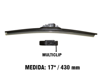 ESCOBILLAS ESCOBILLA 17 PULGADAS VISIONALL C/SPOILER AERODINAMICO EN GOMA / CONEXIONES MULTICLIP_