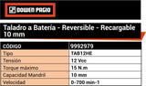 TALADRO A BATERIA 10mm 12V - DP